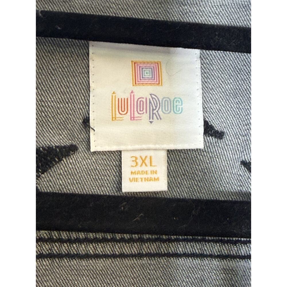 Women's Jean Jacket By LuleRoe Jaxon Gray Wash Buttons Black 3X Stars - Picture 2 of 6